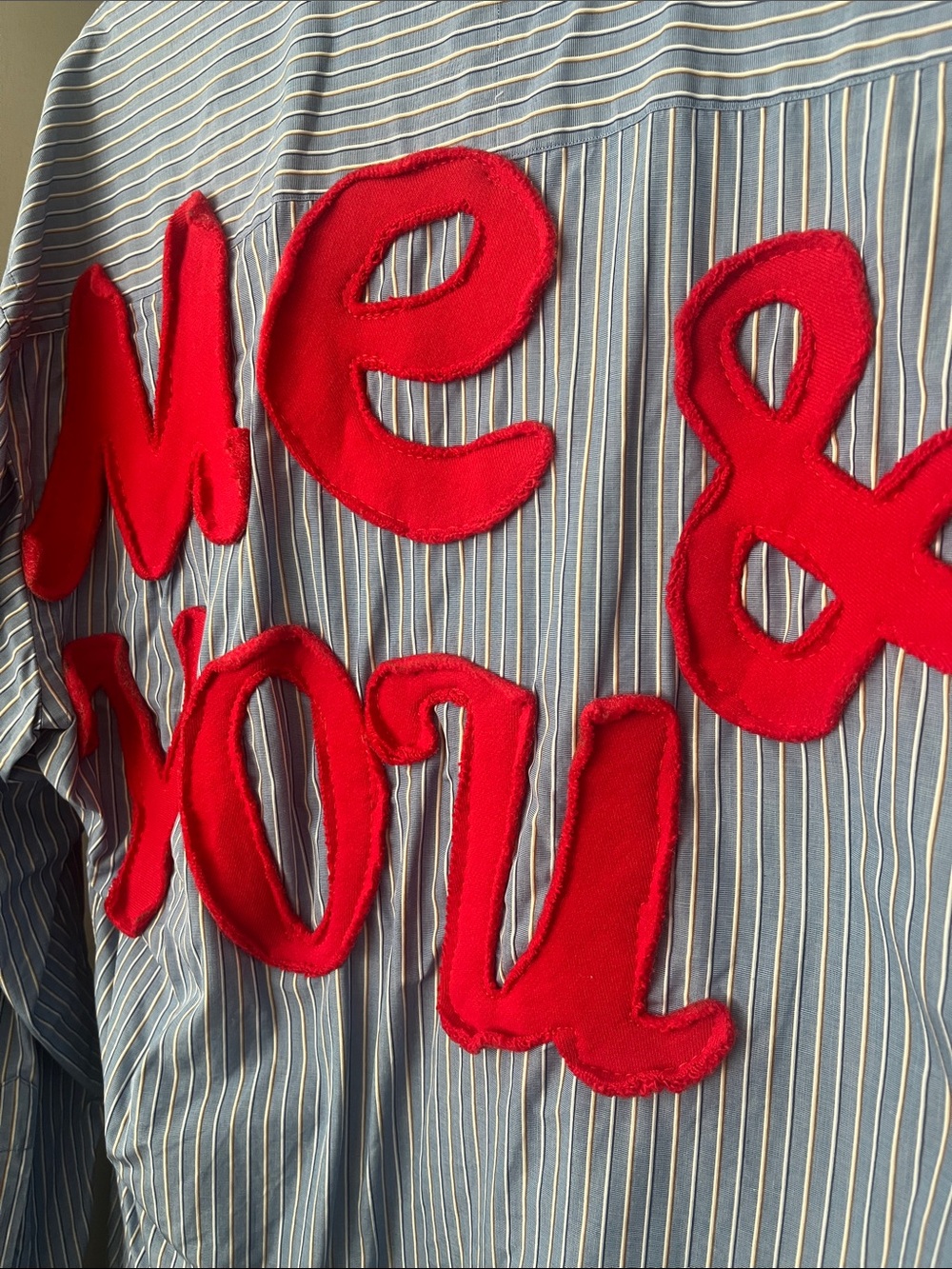 “Me & You” Embroidered Custom Blue Button Down - Picture 6 of 7